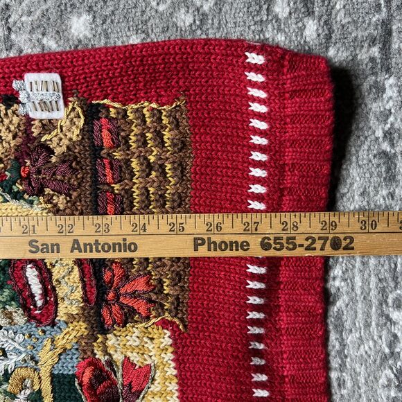 Vintage Tiara Ugly Christmas Sweater Medium Red Tree Holiday Embellished 90s - Picture 6 of 7